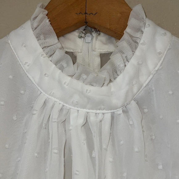 Altar'd State White Formal tiered zipper Dress with Bishop poufy Sleeves XS - Picture 5 of 8